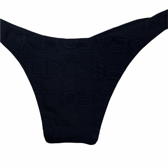Seafolly Your Type Logo Hipster Bikini Bottom Black Size 10 - Picture 3 of 6